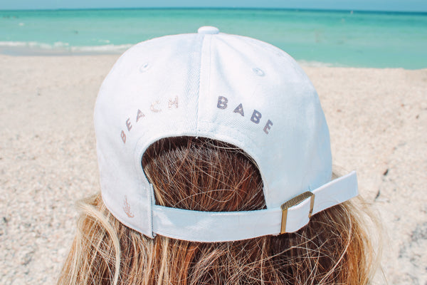 Beach Babe Cap - Luxe Linen Patch - White